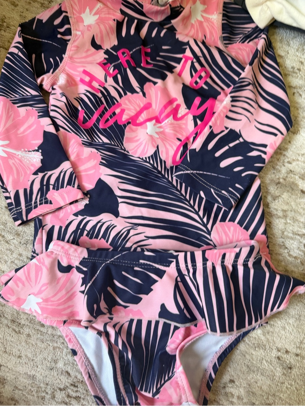 6-12 months - Shade Critters Pink & Navy Floral Long-Sleeve Two Piece Swimsuit